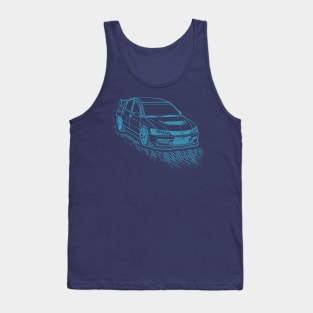 Mitsubishi Lancer EVO Lineart Blueprint Tank Top